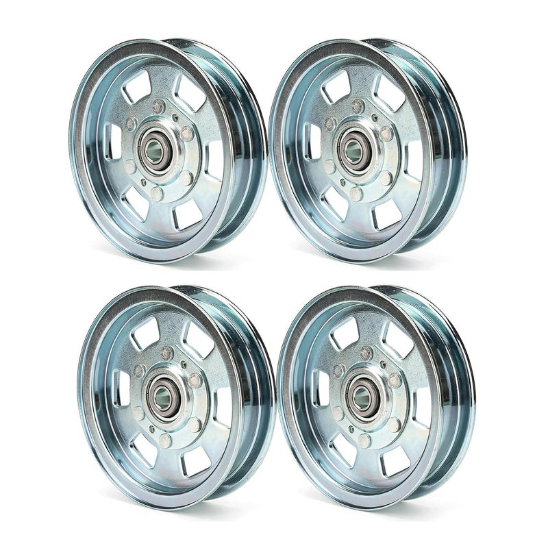 Xiaoyudou 4 Pack Flat ldler Pulley Fit for Bad boy 48" 50" 54" 60" ZT Series, 48" 54" MZ Series, 54" 61" 72" Outlaw Series Replaces 033-8000-00 033-2000-00 033-7201-00 033-7201-25 - Image 1